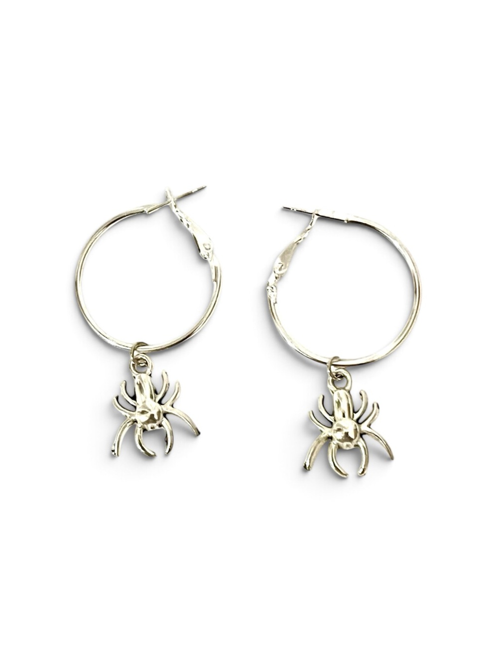 Grunge Halloween Spider Hoop Earrings Silver Edgy Alt Egirl Aesthetic Witchy